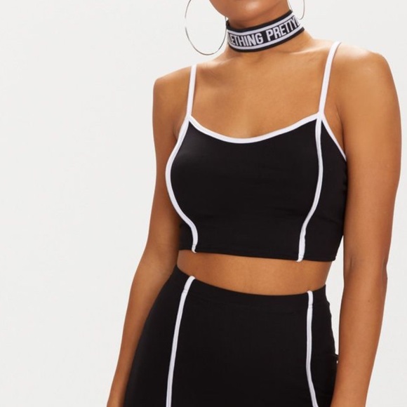 PrettyLittleThing Tops - Black and White Crop Top